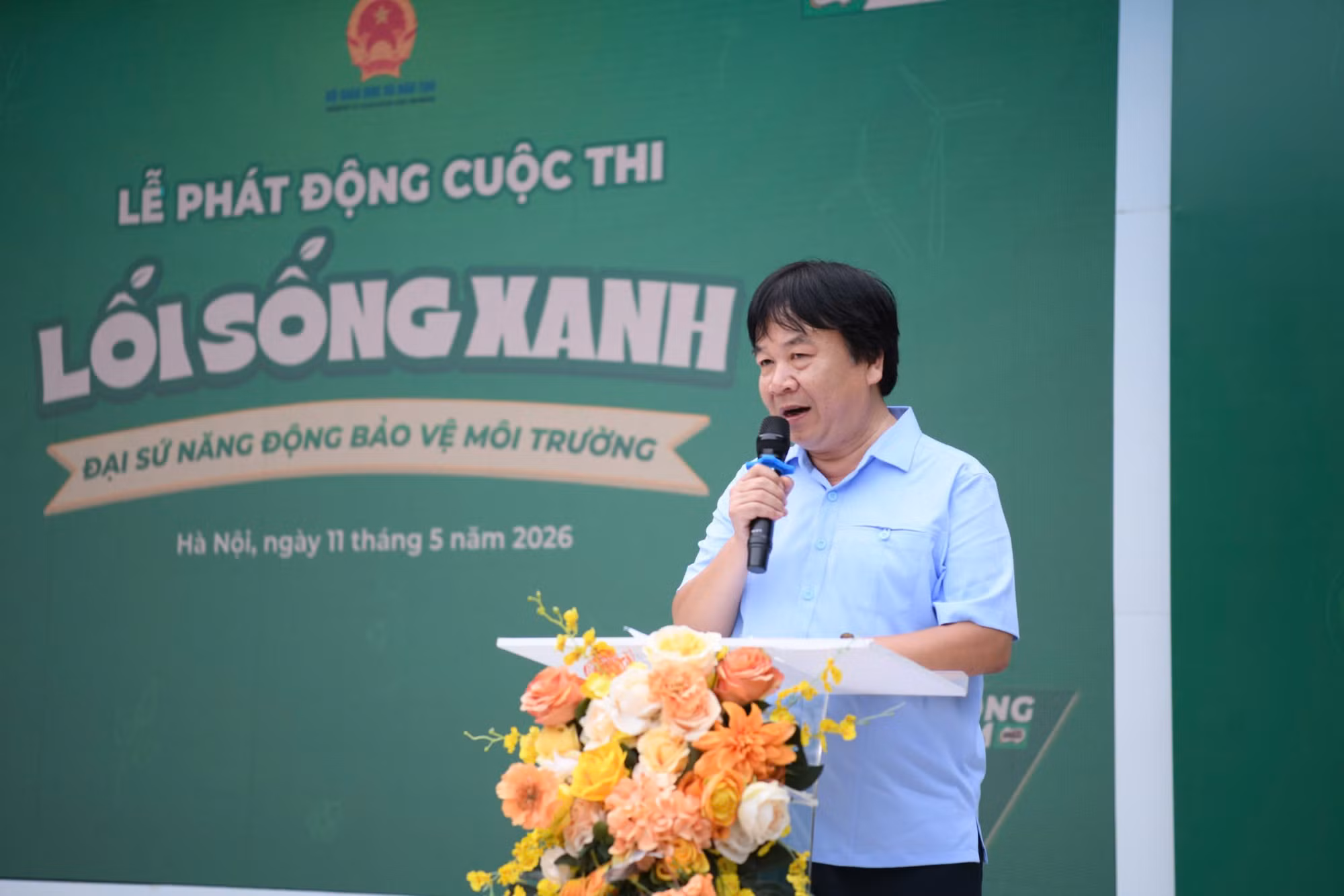 Nhà báo Phan Việt Hùng - Phó Tổng Biên tập thường trực Báo Thiếu niên Tiền phong và Nhi đồng, Phó Trưởng Ban tổ chức Thường trực Cuộc thi phát biểu tại lễ phát động.