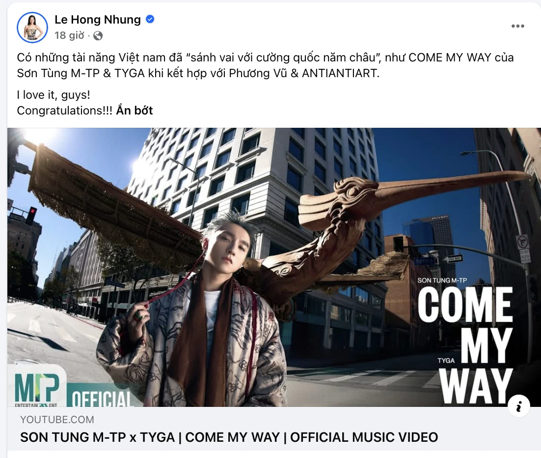 Diva Hồng Nhung chia sẻ và dành lời khen cho Sơn Tùng M-TP