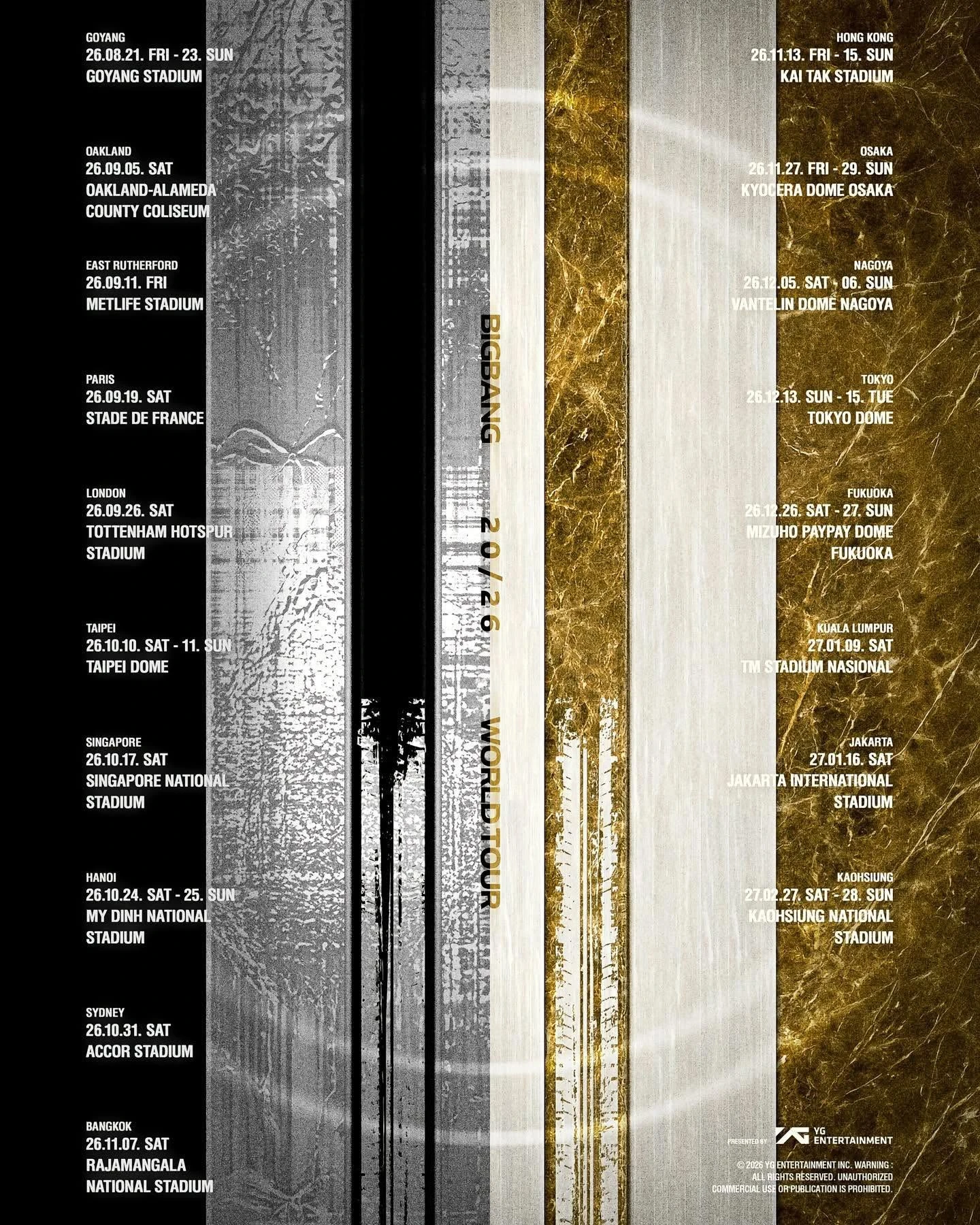 BIGBANG sẽ gặp khán giả Việt Nam trong 2 đêm concert tại Sân vận động Quốc gia Mỹ Đình vào ngày 24 và 25/10/2026. Ảnh: X