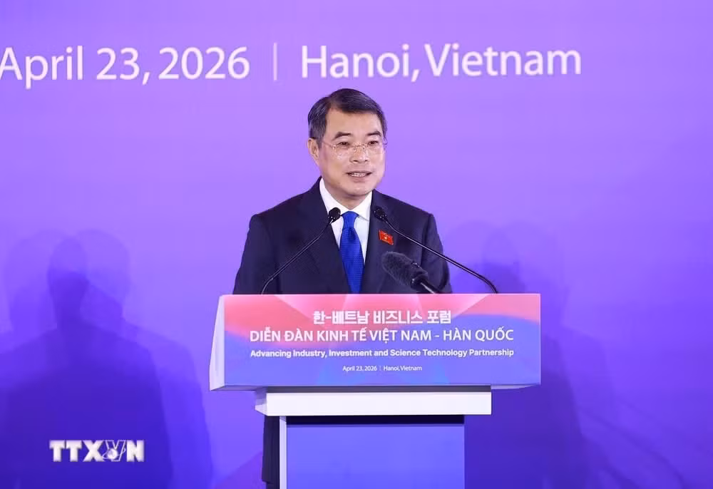 Thủ tướng Lê Minh Hưng phát biểu tại Diễn đàn kinh tế Việt Nam-Hàn Quốc.